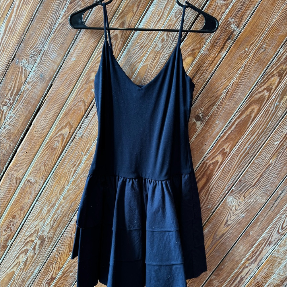 Chic Black Drop Waist Mini Dress